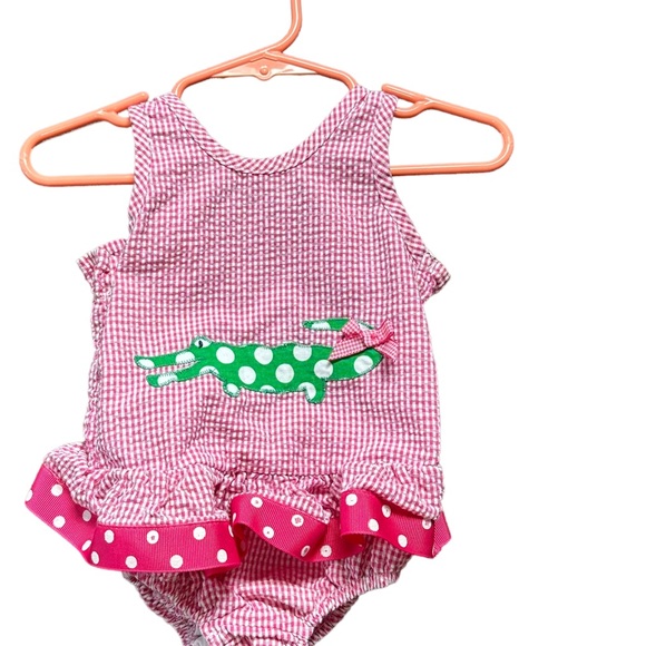 Southern Sunshine girls 18 months bodysuit check pattern polka dot alligator - Picture 6 of 7